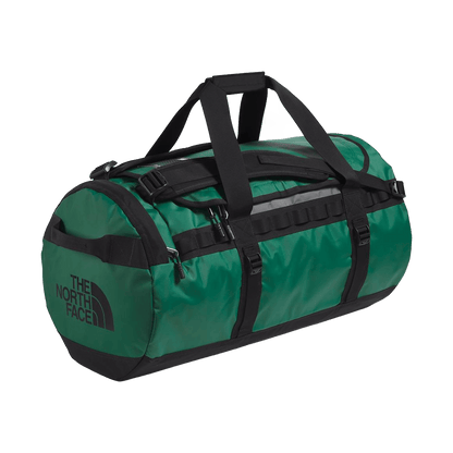 THE NORTH FACE BASE CAMP DUFFEL M 71L - EVERGREEN TNF BLACK - FRONT ANGLE VIEW