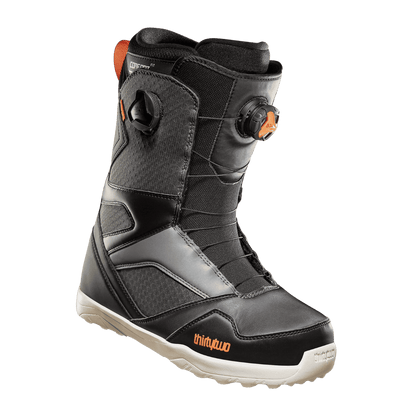 THIRTYTWO STW DOUBLE BOA MEN’S SNOWBOARD BOOTS – BLACK/GREY_FRONT SIDE VIEW