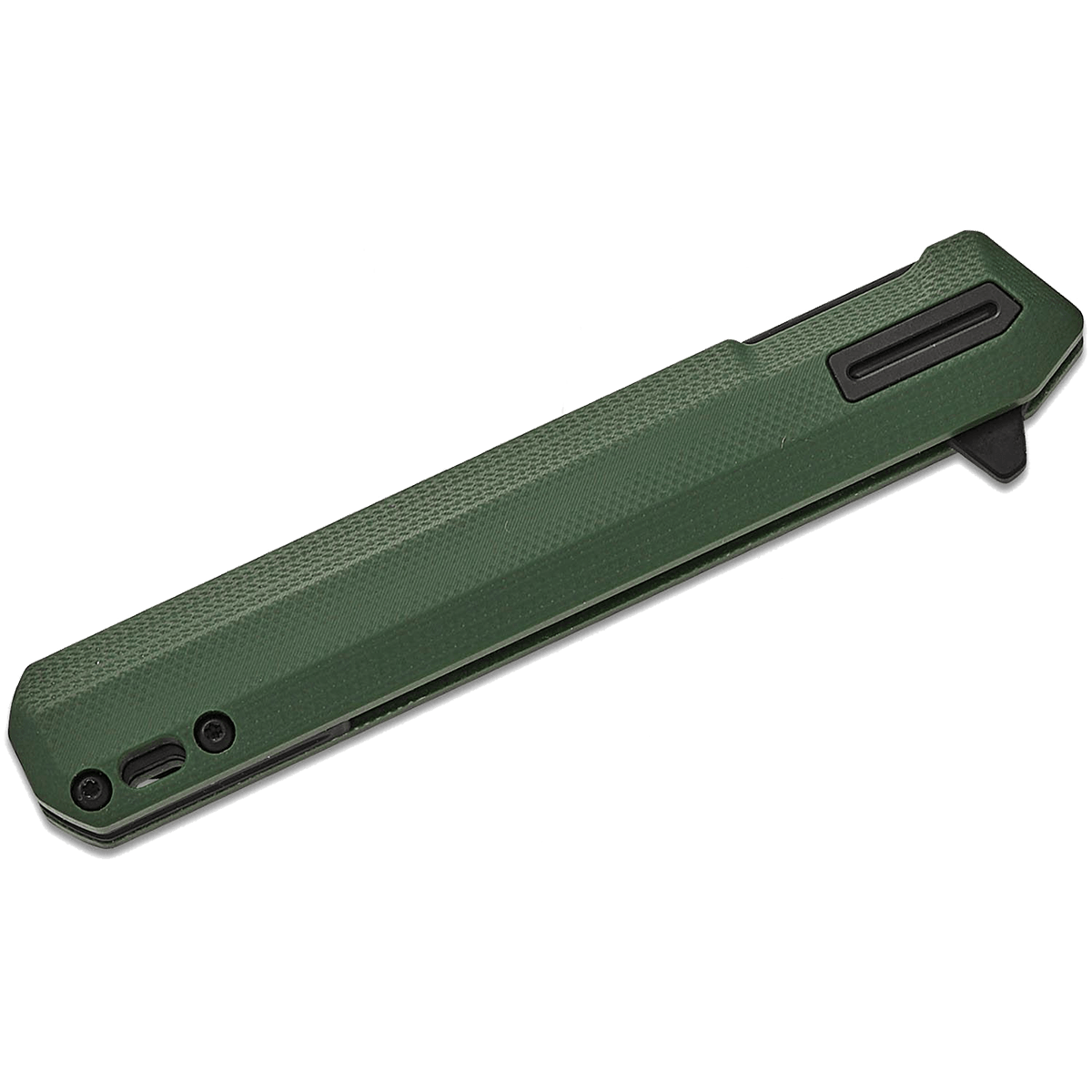 TEKTO F2 BRAVO FOLDING KNIFE FLIPPER - GREEN G10 closed position