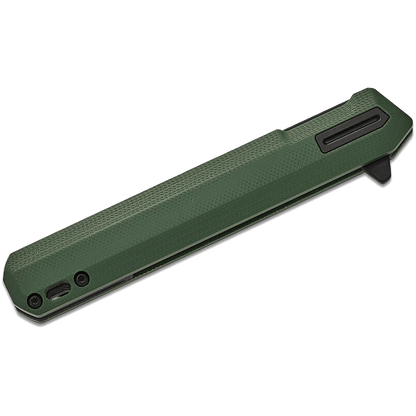 TEKTO F2 BRAVO FOLDING KNIFE FLIPPER - GREEN G10 closed position