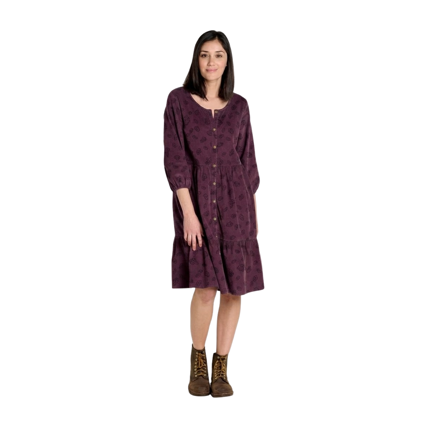 TOAD AND CO W SCOUTER CRD POPOVER LS DRESS RAISIN PRINT