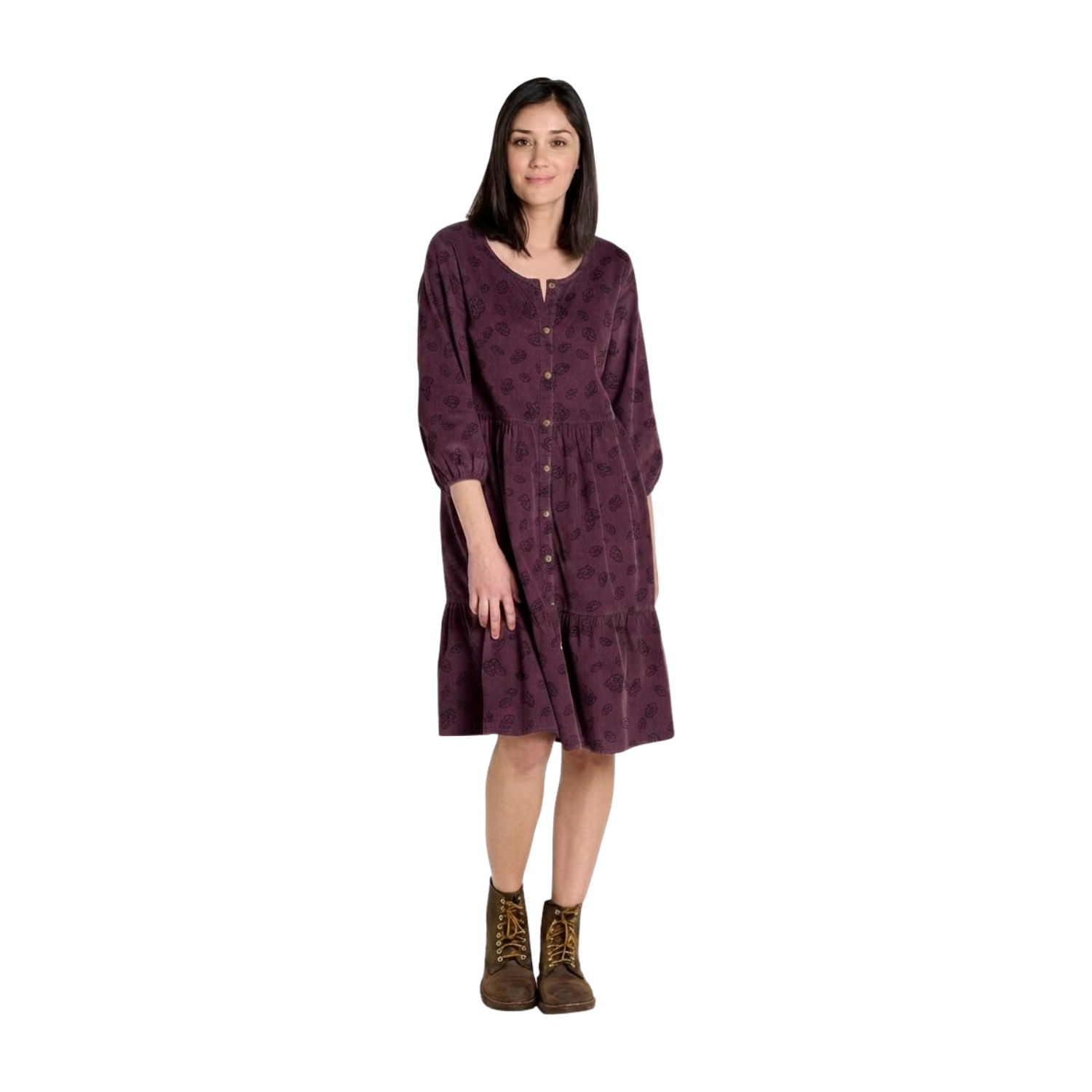 TOAD AND CO W SCOUTER CRD POPOVER LS DRESS RAISIN PRINT