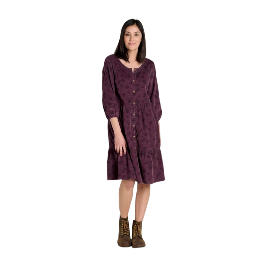 TOAD AND CO W SCOUTER CRD POPOVER LS DRESS RAISIN PRINT