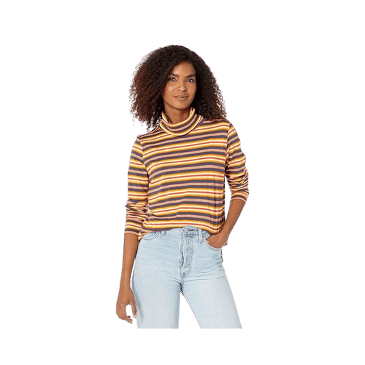 TOAD AND CO WOMENS MAISEY LS T-NECK RUSKA MULTI STRIPE