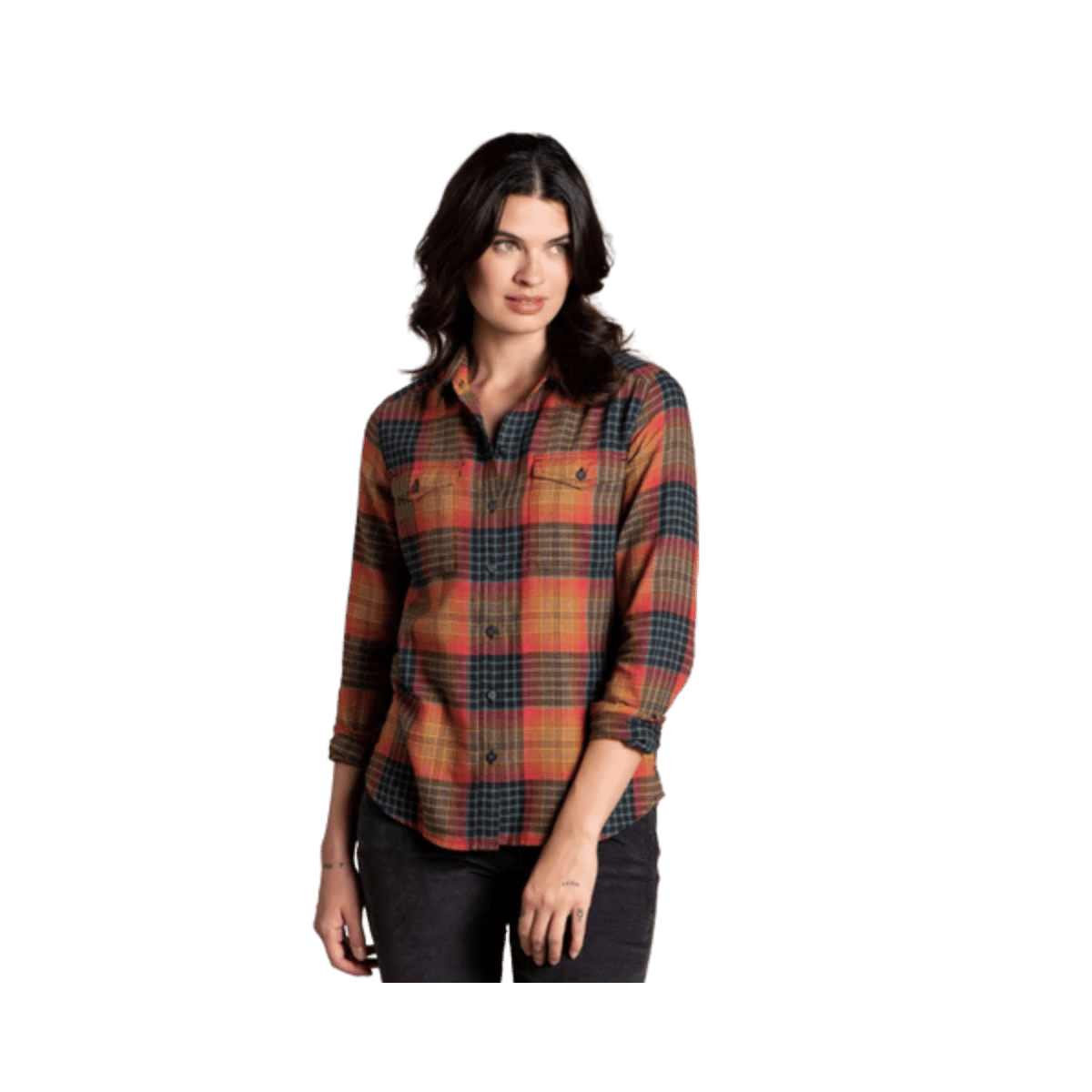 TOAD AND CO WOMENS RE-FORM FLANNEL LS SHIRT CEDAR OMBRE