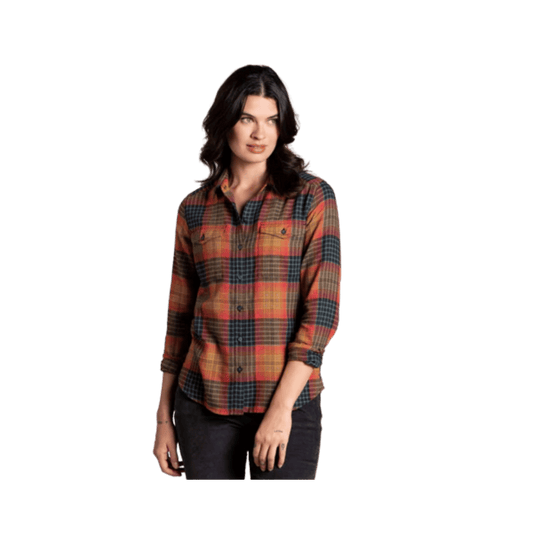 TOAD AND CO WOMENS RE-FORM FLANNEL LS SHIRT CEDAR OMBRE
