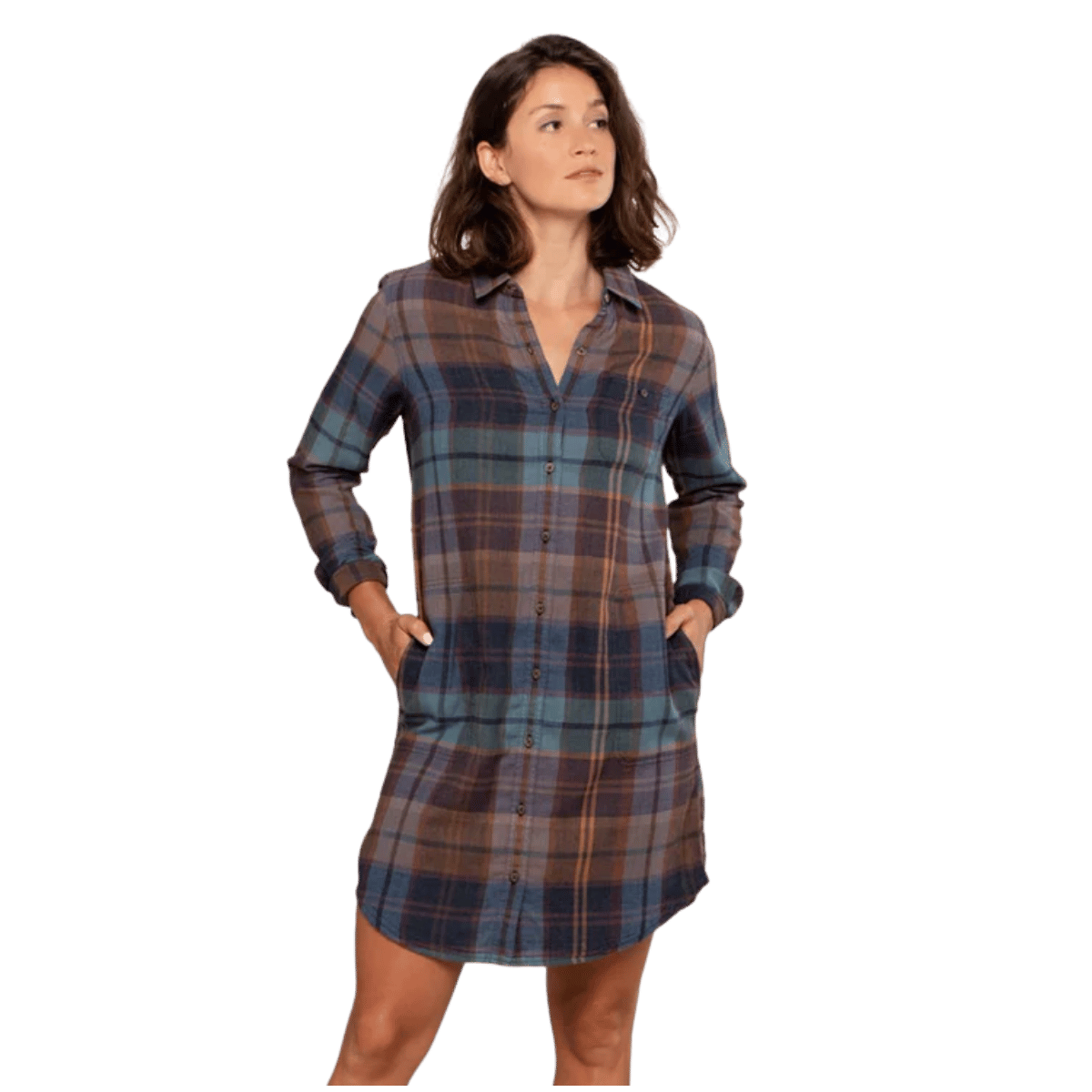 TOAD AND CO WOMENS RE FORM FLANNEL SHIRTDRESS RIVER SIDE