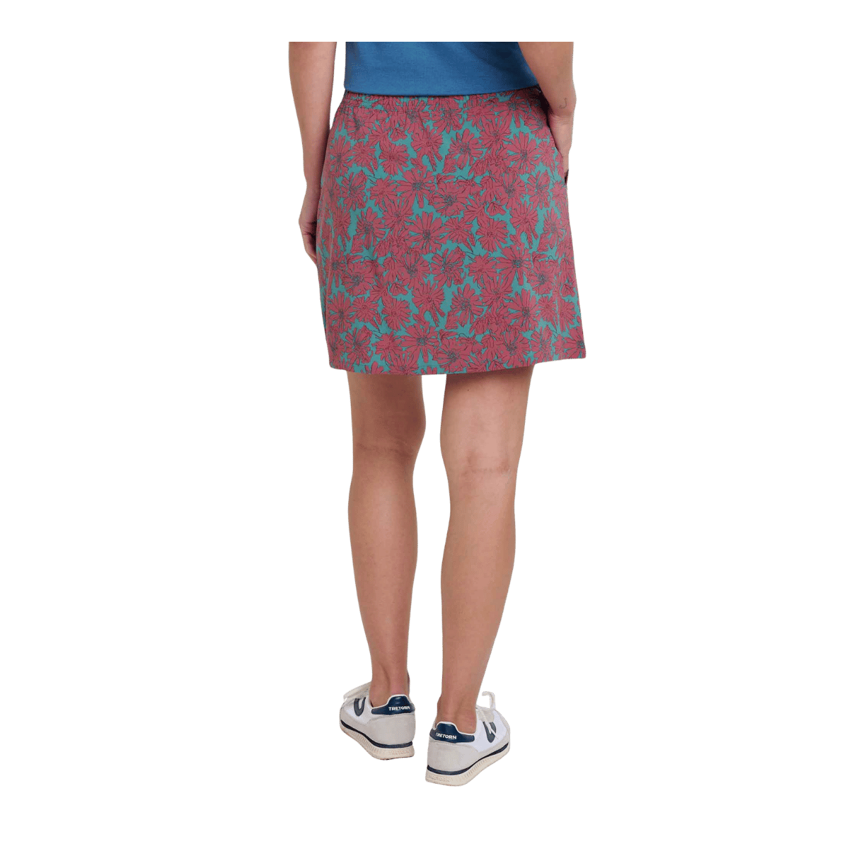 TOAD & CO WOMEN'S SUNKISSED WEEKEND SKORT - SILVER PINE FLORAL - BACK VIEW