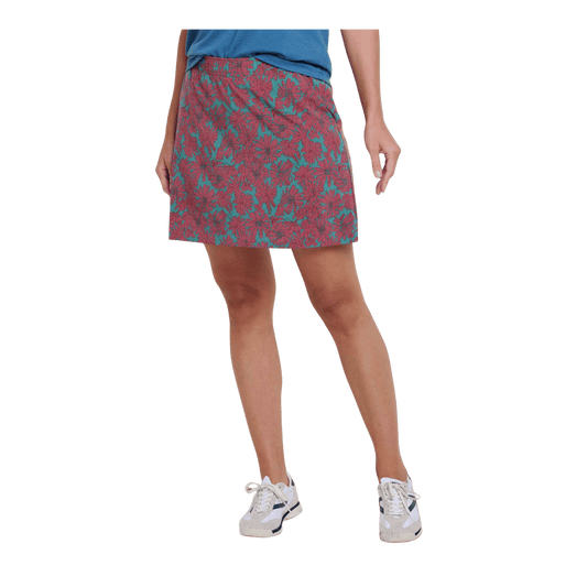 TOAD & CO WOMEN'S SUNKISSED WEEKEND SKORT - SILVER PINE FLORAL - FRONT VIEW