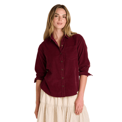 TOAD AND CO WOMEN'S CATTAIL CORD LONG SLEEVE SHIRT- PORT FRONT