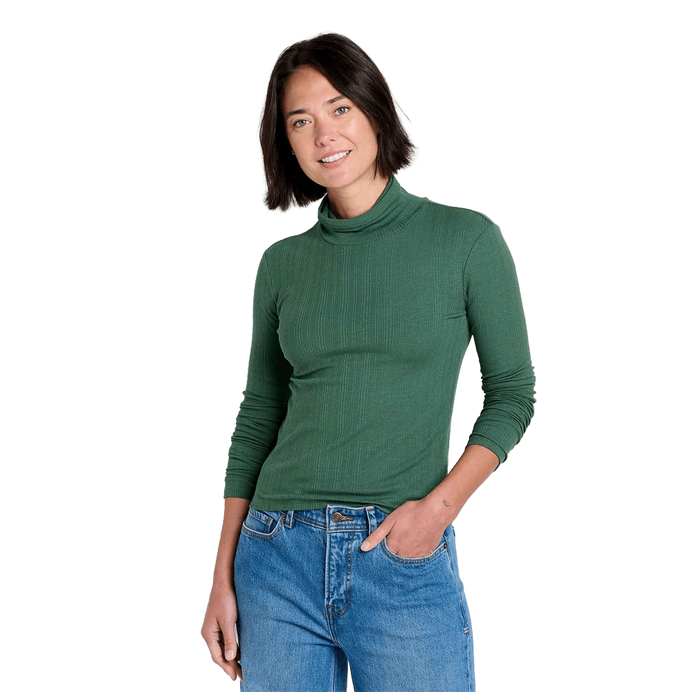 TOAD AND CO WOMEN'S ROSALIE LONG SLEEVE TURTLENECK- CILANTRO FRONT