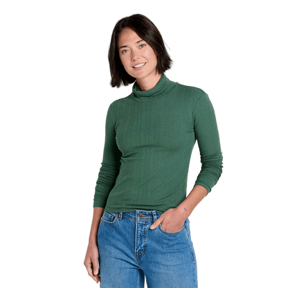 TOAD AND CO WOMEN'S ROSALIE LONG SLEEVE TURTLENECK- CILANTRO FRONT