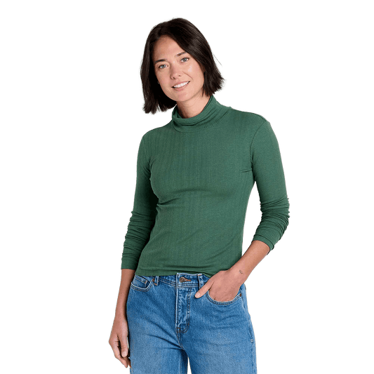TOAD AND CO WOMEN'S ROSALIE LONG SLEEVE TURTLENECK- CILANTRO FRONT