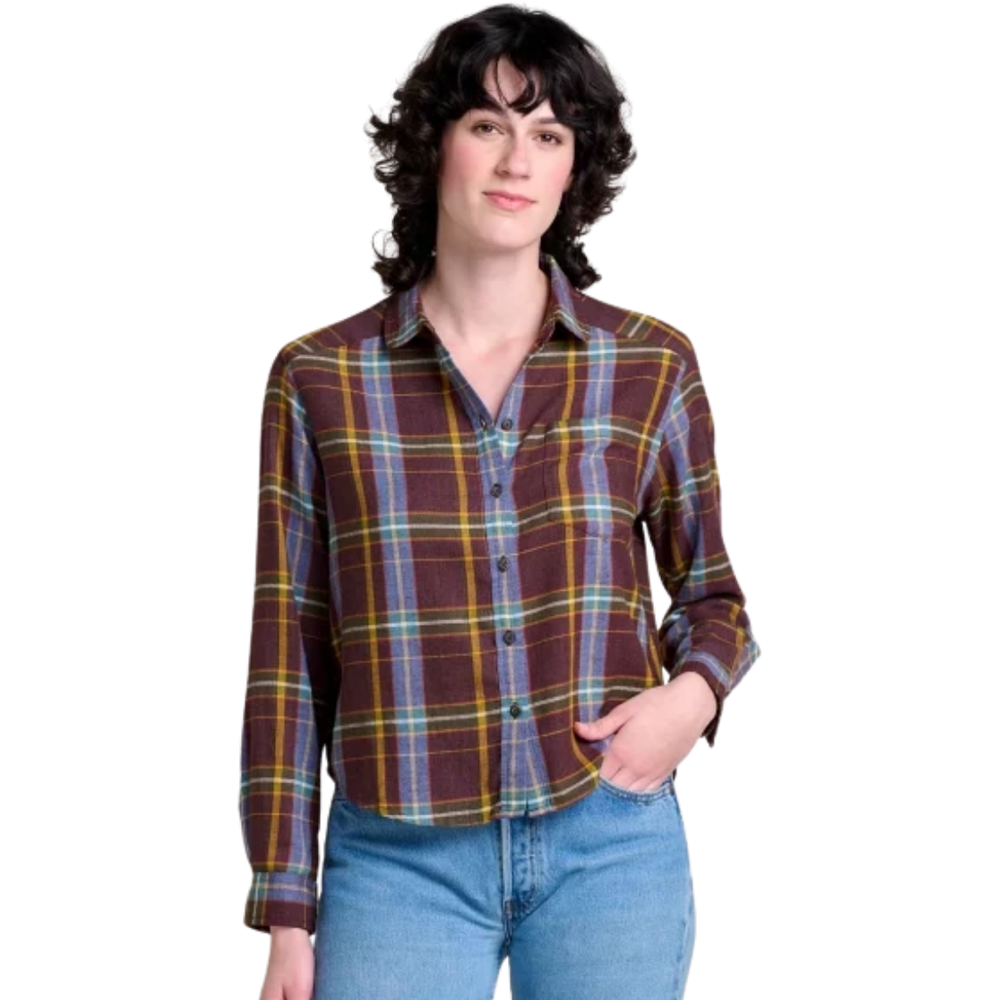 TOAD AND CO W RE-FORM FLNNL BOXY LS SHIRT CAROB PATTERN