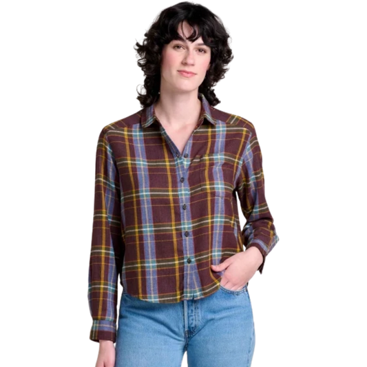 TOAD AND CO W RE-FORM FLNNL BOXY LS SHIRT CAROB PATTERN