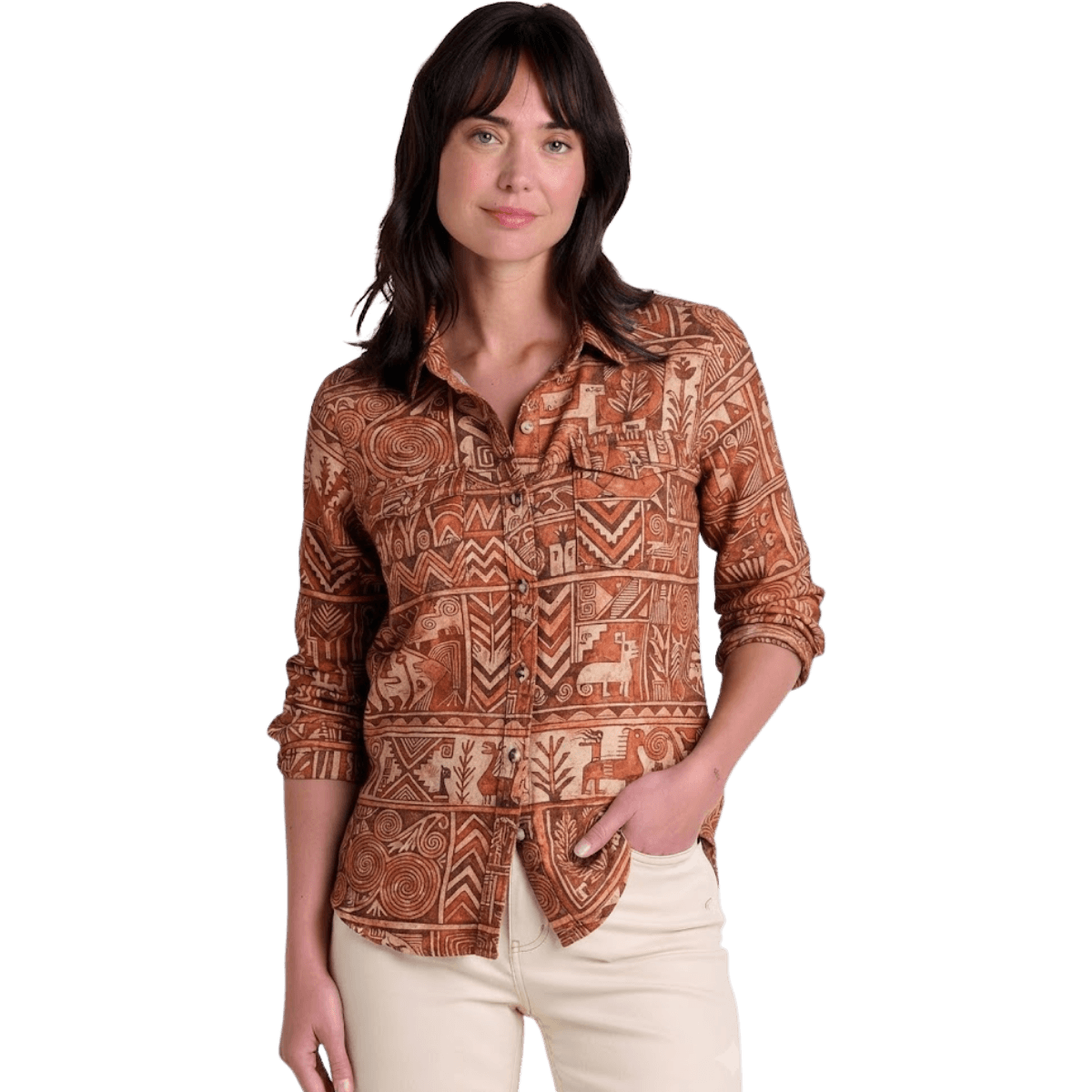TOAD AND CO W RE FORM LS SHIRT CLAY PATTERN