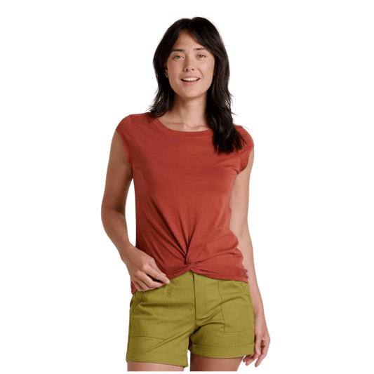 TOAD & CO WOMEN’S ANZA SHORT TENCEL SLEEVE SHIRT _CINNAMON_MAIN IMAGE