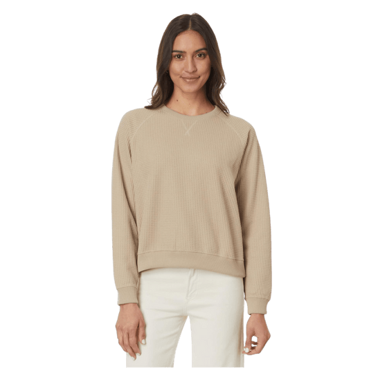 TOAD&CO WOMEN'S BITTERROOT LONG SLEEVE WAFFLE PULLOVER – TWINE - FRONT ANGLE