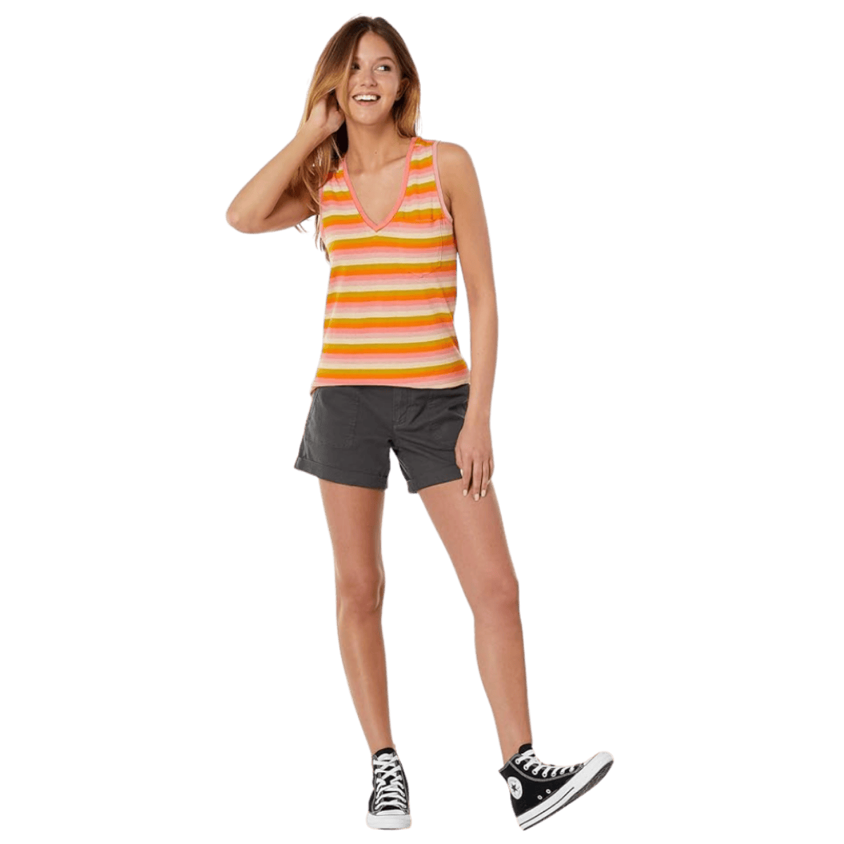 TOAD & CO WOMEN’S EARTHWORKS CAMP SHORT 5.5" – SOOT_FRONT FULL VIEW WW