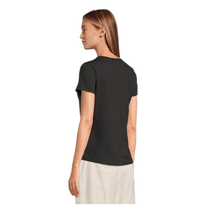 TOAD & CO WOMEN'S MARLEY SHORTSLEEVE V TEE – TRUE BLACK_BACK ANGLE WW