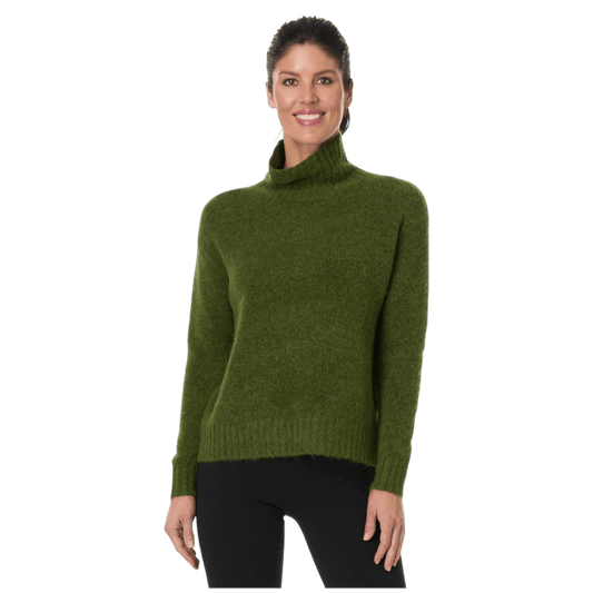 TOAD & CO WOMEN'S TODDY T-NECK SWEATER – CHIVE_FRONT ANGLE WW