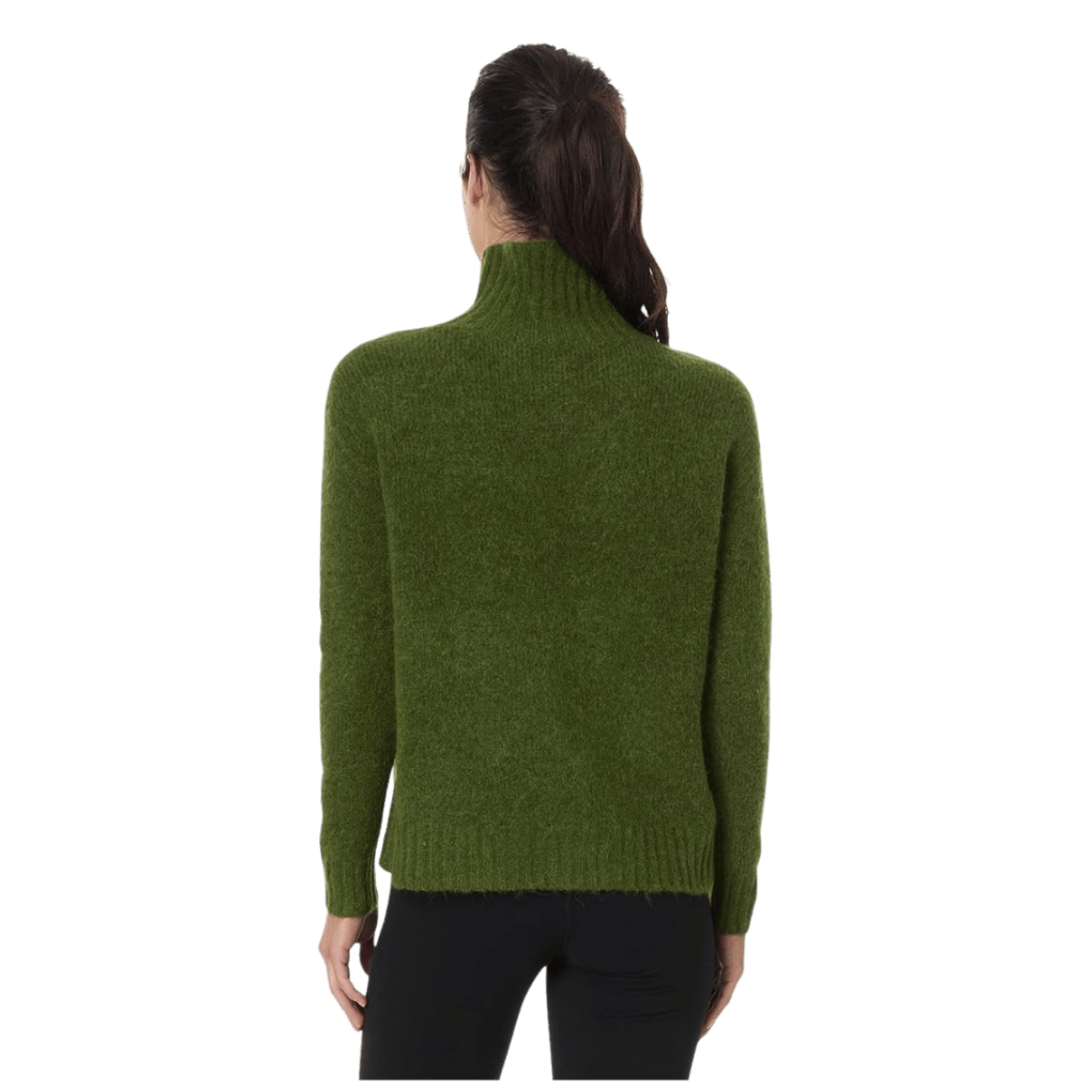 TOAD & CO WOMEN'S TODDY T-NECK SWEATER – CHIVE_BACK ANGLE WW