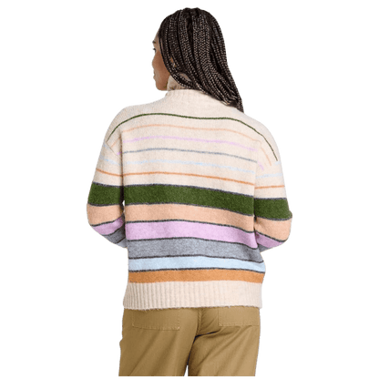 TOAD & CO WOMEN'S TODDY T-NECK SWEATER – OATMEAL STRIPES_BACK ANGLE WW