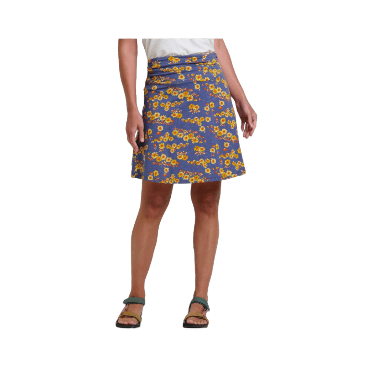 TOAD & CO WOMEN’S CHAKA SKIRT – BLUE SHADOW DAISY PRINT - FRONT VIEW
