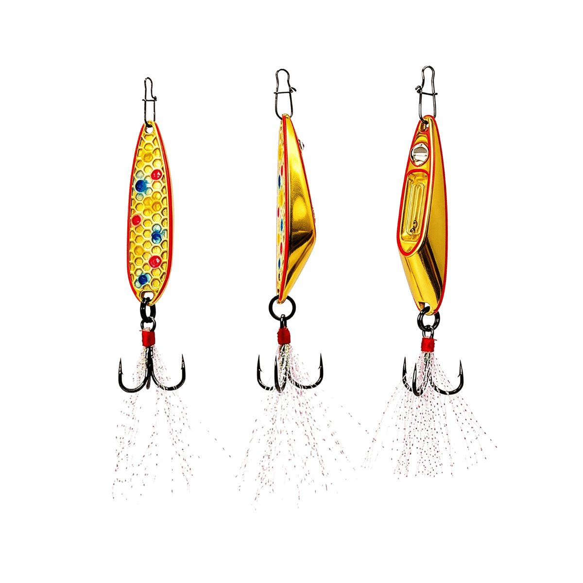 TROPHY OUTDOOR PRODUCTS SIDEKICK RATTLE SPOON GOLD RED SPOT