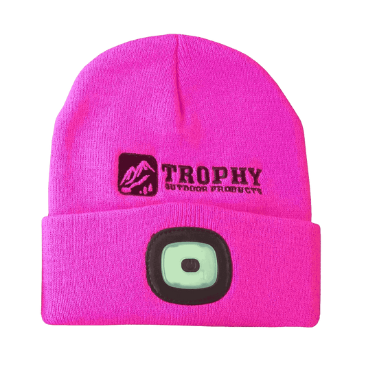 TROPHY ANGLER TROPHY RECHARGEABLE LED HAT - PINK FRONT