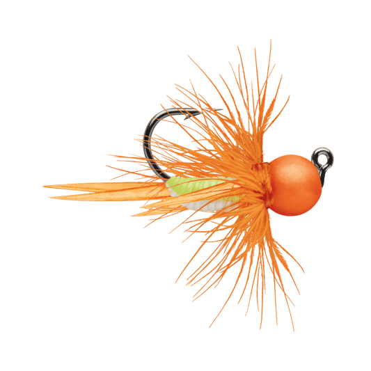 VMC TUNGSTEN BULLFLY JIG ORG CHARTREUSE 1/32OZ