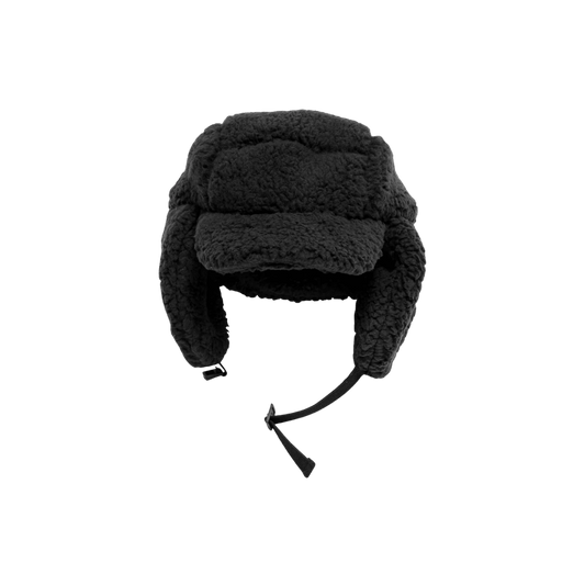 TURTLE FUR COMFORT LUSH BACKCOUNTRY TRAPPER, BLACK COLOR, FRONT ANGLE