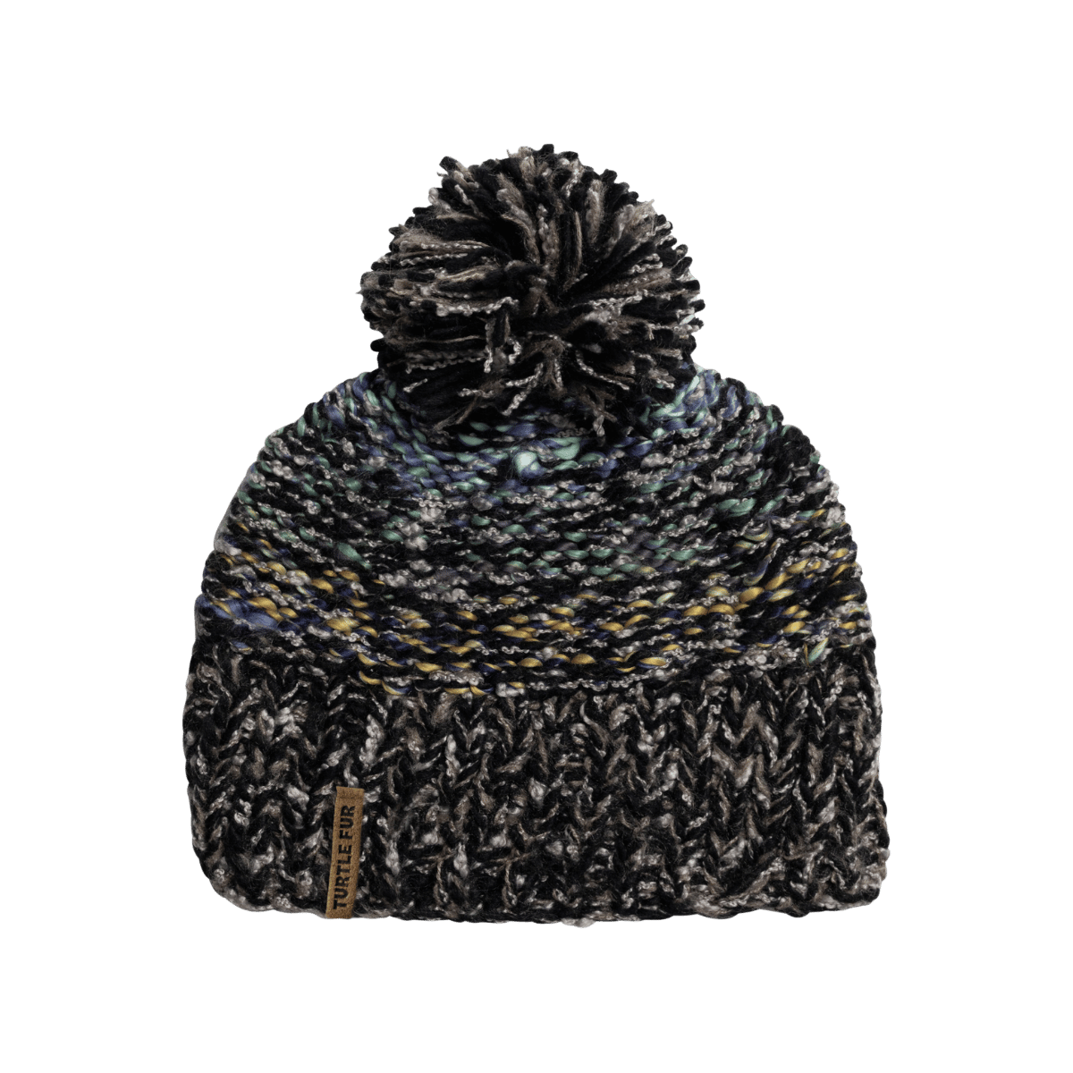TURTLE FUR FIREFLY BEANIE, BLACK, FRONT ANGLE, LOGO