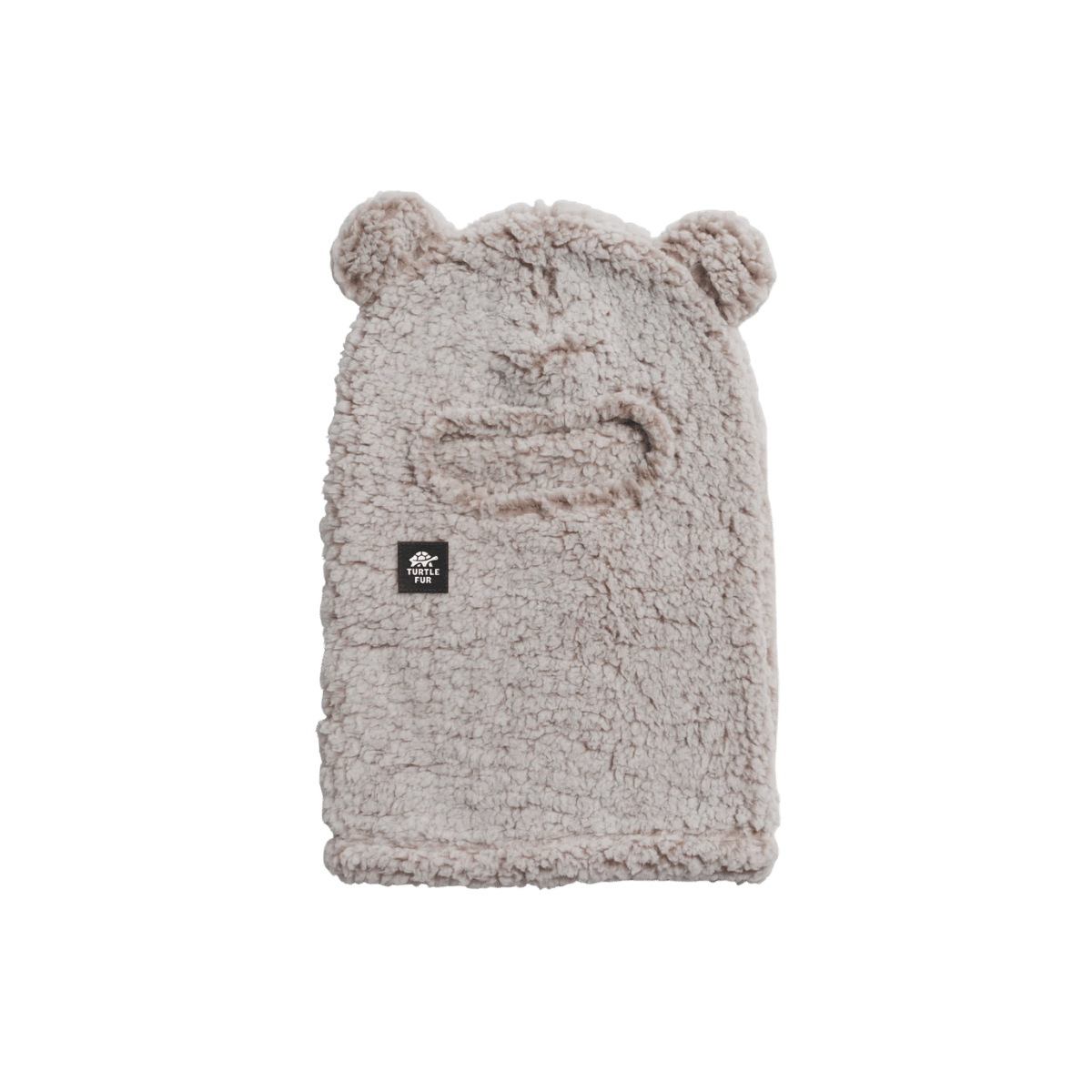 TURTLE FUR KID COMFORT LUSH BEAR BALACLAVA, NATURAL, FRONT ANGLE