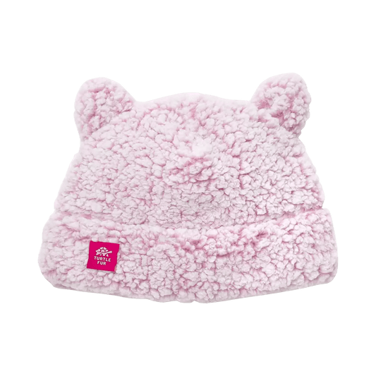 TURTLE FUR KID COMFORT LUSH KITTY BEANIE DUSTY ROSE, FRONT ANGLE