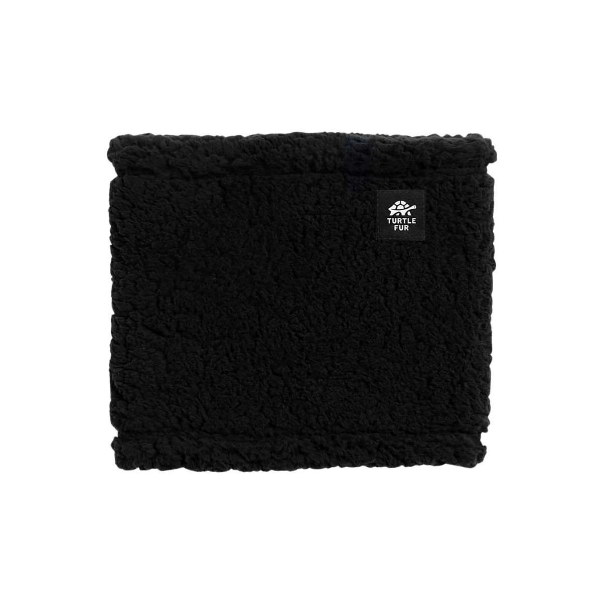 TURTLE FUR KID COMFORT LUSH NECK WARMER, BLACK, FRONT ANGLE, LOGO