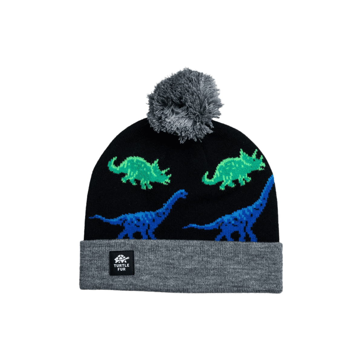 TURTLE FUR KIDS DINO MITE BEANIE BLACK