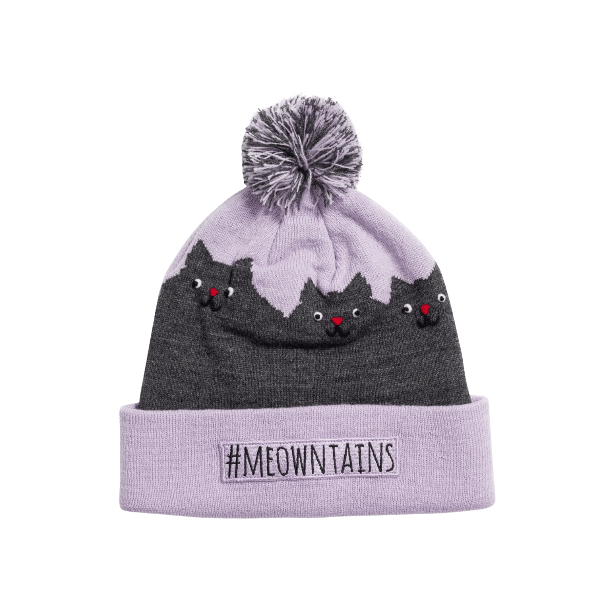 TURTLE FUR KIDS MEOWNTAINS BEANIE, LAVENDER, FRONT ANGLE
