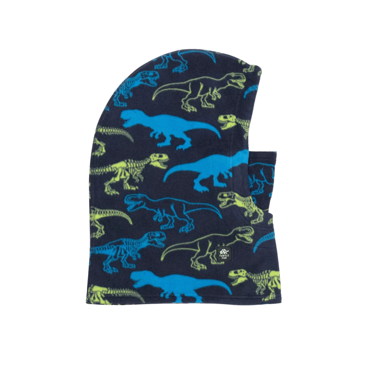 TURTLE FUR KIDS PLAYFUL PRINTS FLEECE UNDERCOVER OVERHOOD, REX, SIDE ANGLE