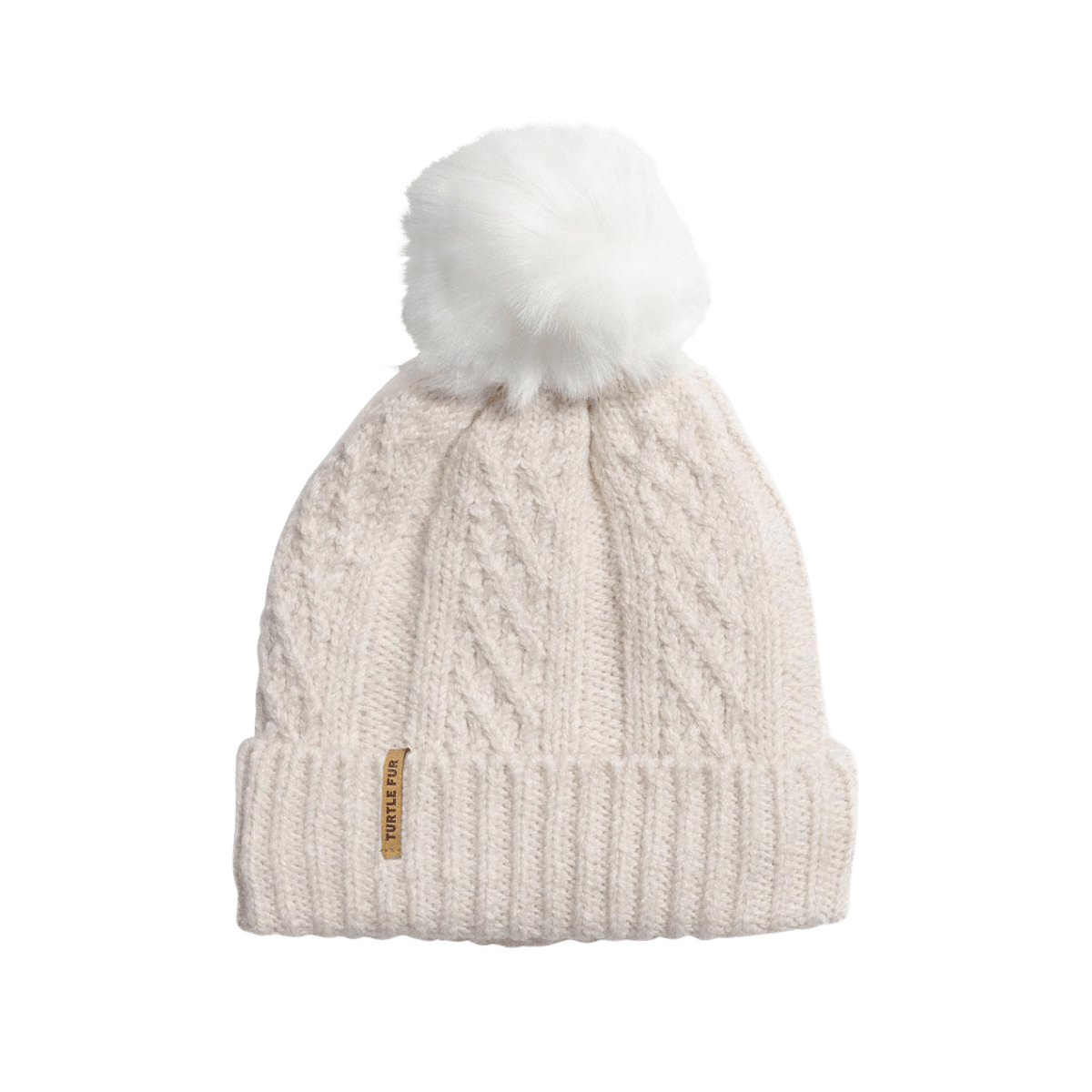 TURTLE FUR LINDSEY POM BEANIE PEARL, FRONT VIEW