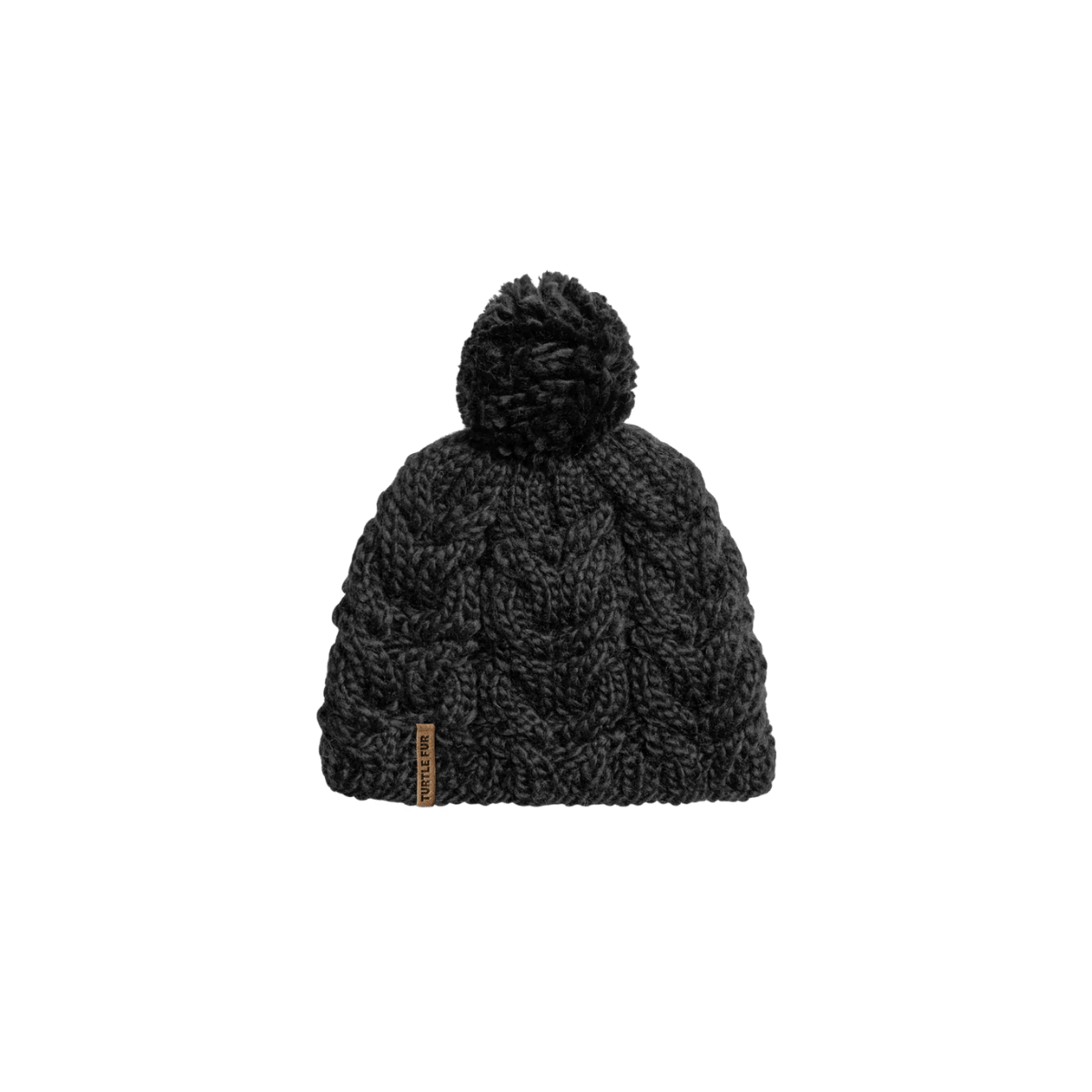 TURTLE FUR MERINO WOOL MILLIE, BLACK, FRONT ANGLE, LOGO