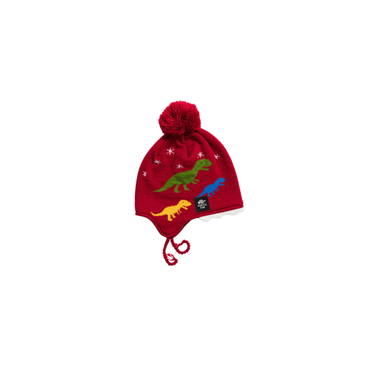 TURTLE FUR TODDLER CHOMP CHOMP BEANIE, RED COLOR, SIDE ANGLE LOGO