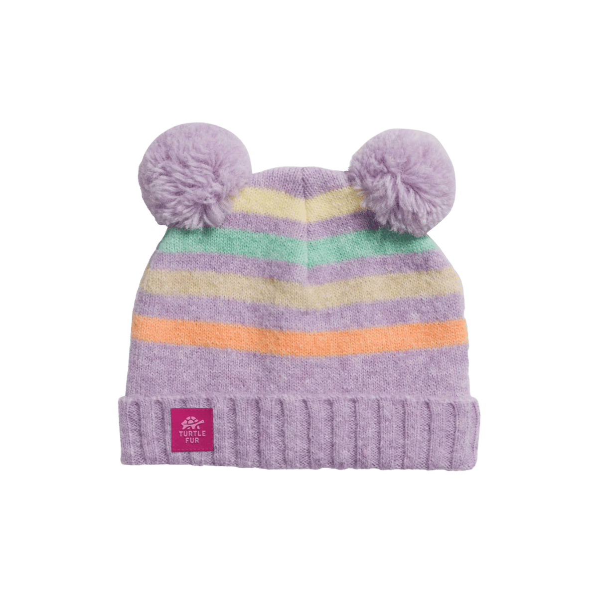 TURTLE FUR TODDLER POM PARTY, LAVENDER, FRONT ANGLE
