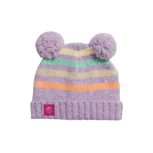 TURTLE FUR TODDLER POM PARTY, LAVENDER, FRONT ANGLE