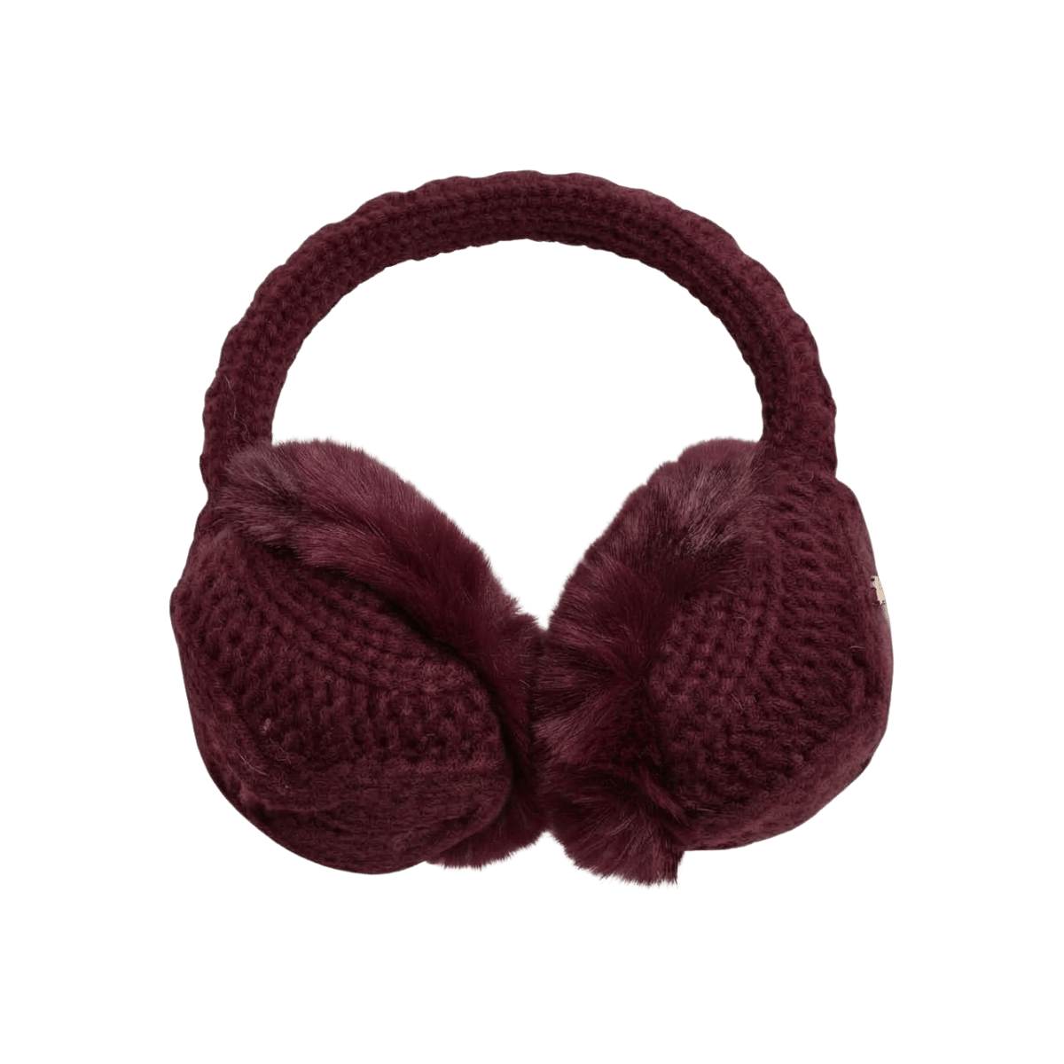 TURTLE FUR W FAUX FUR EAR MUFF WINE