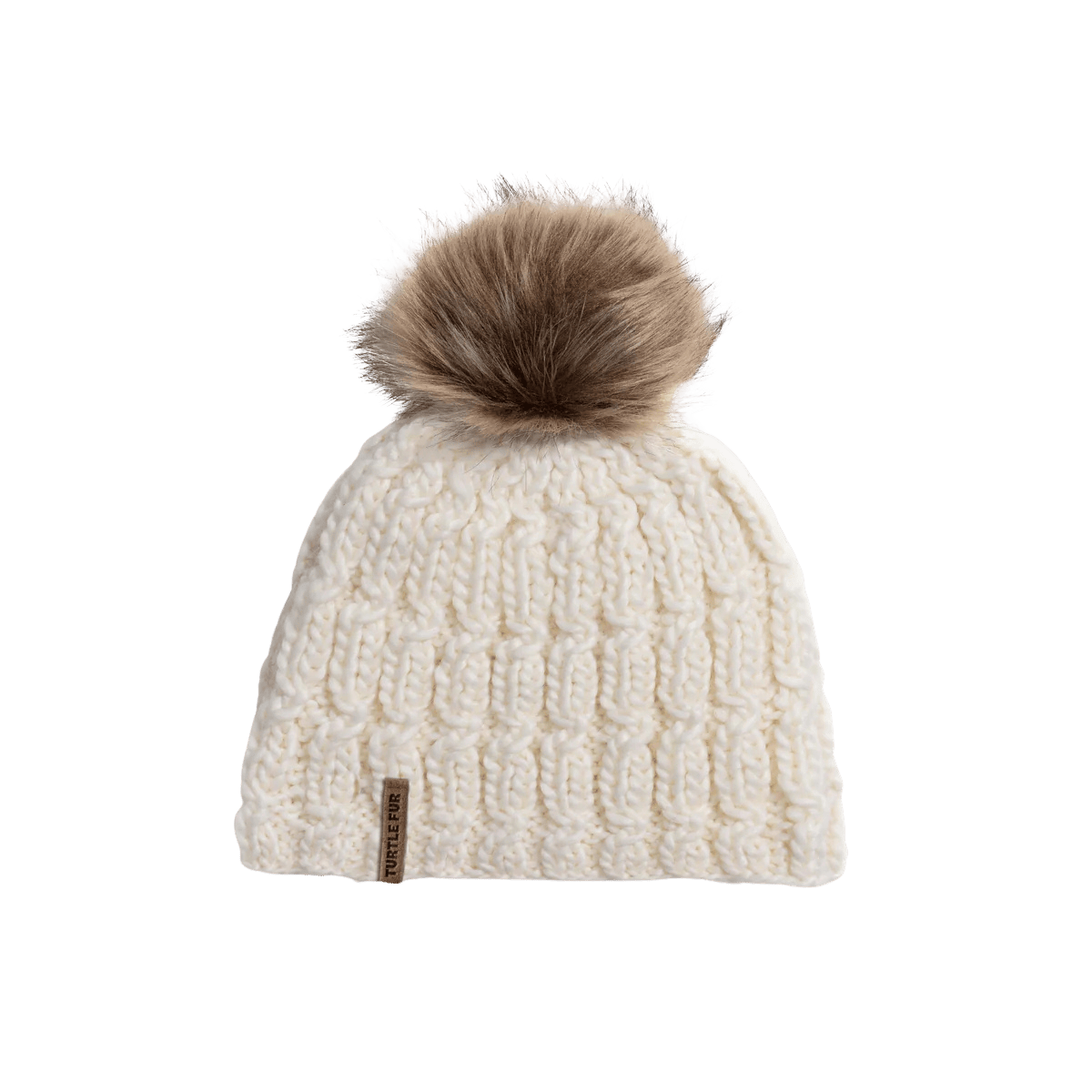 TURTLE FUR FIFI MERINO WOOL POM BEANIE - WHITE