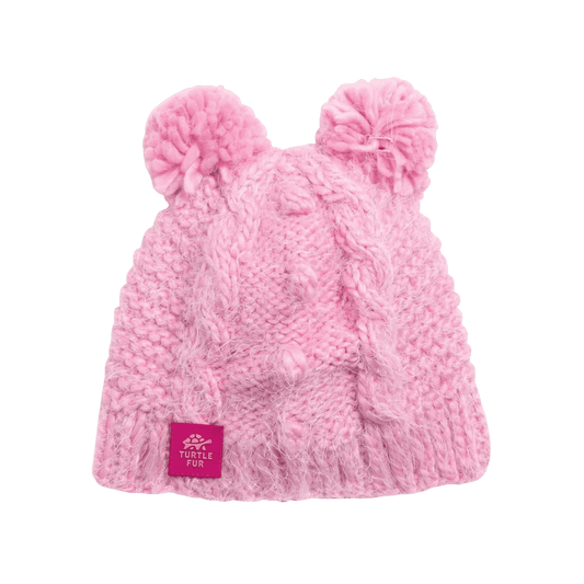 TURTLE FUR KIDS FLUFF BALLS BEANIE - BUBBLE GUM
