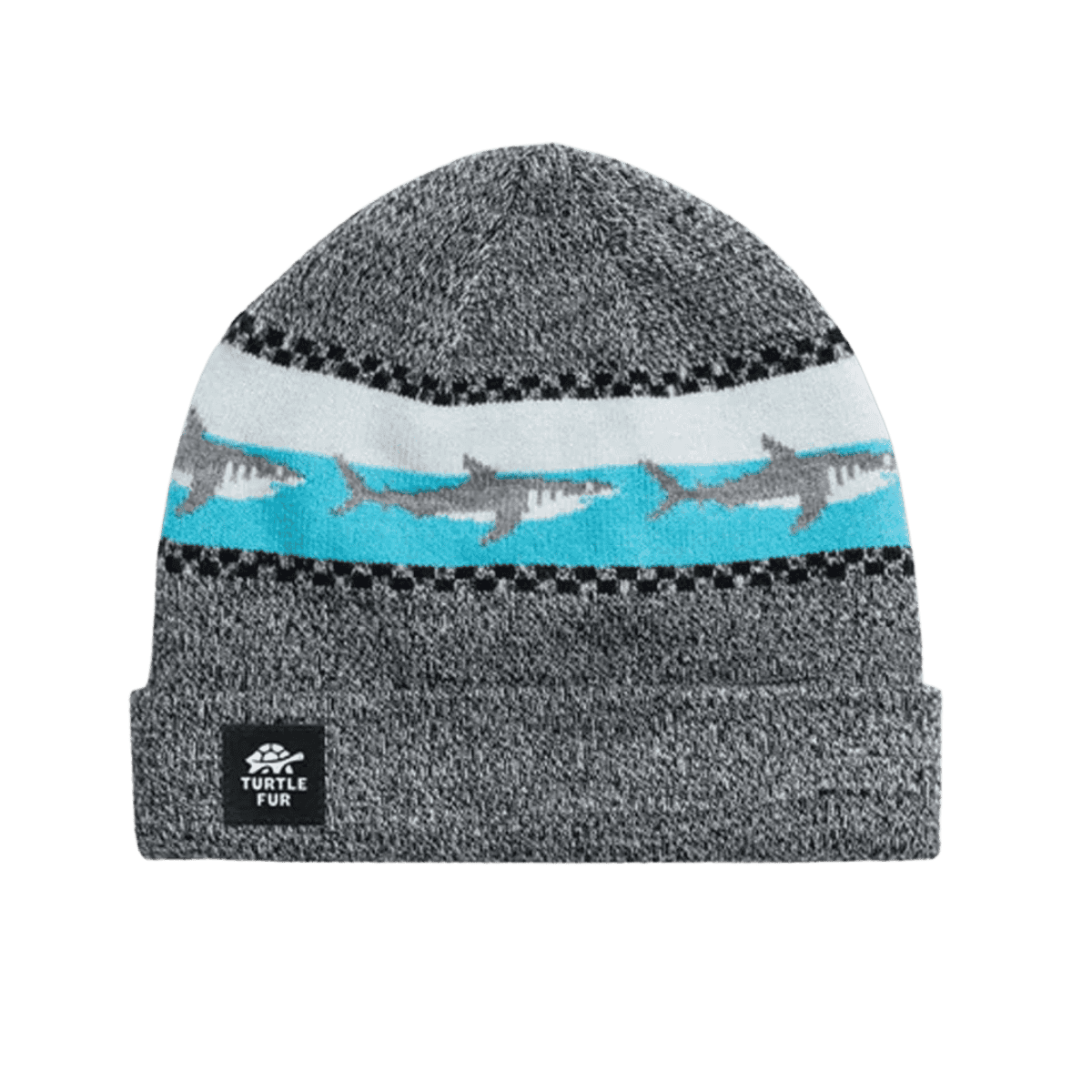 TURTLE FUR KIDS SHARK ATTACK BEANIE - GRAY