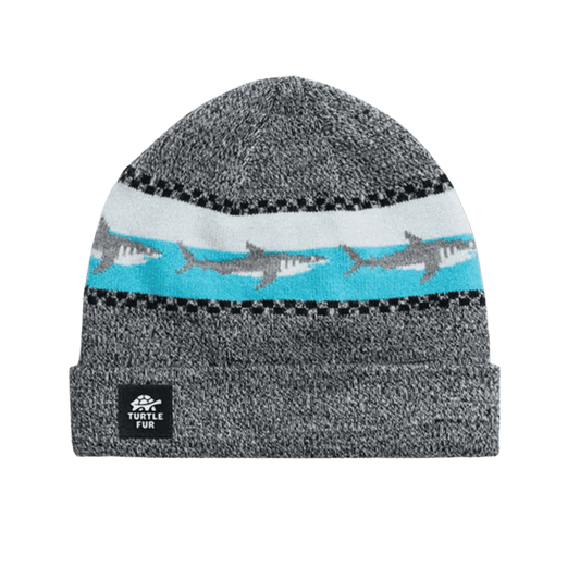 TURTLE FUR KIDS SHARK ATTACK BEANIE - GRAY