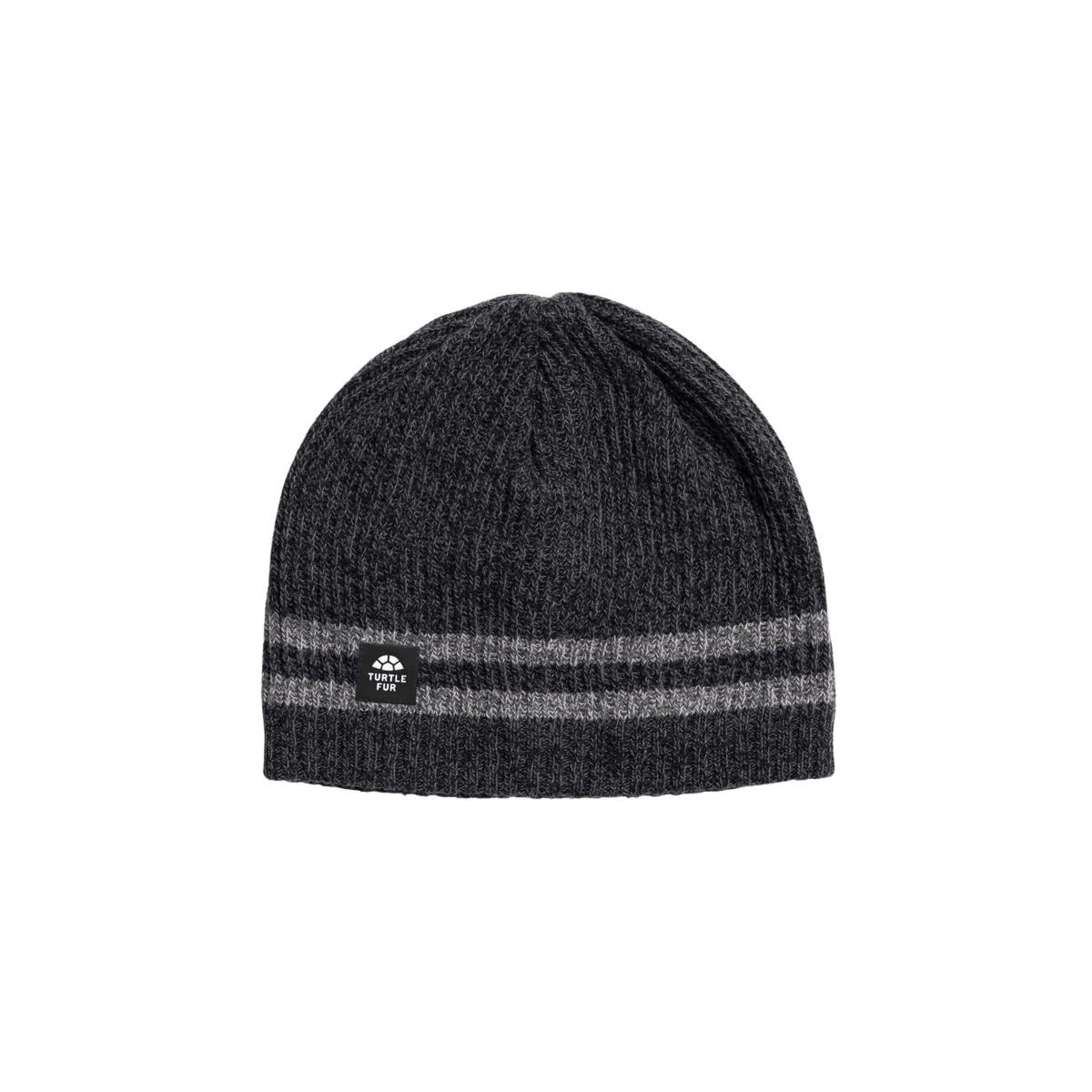 TURTLE FUR MR. HAPPY RAGG WOOL BEANIE - BLACK HEATHER - FRONT VIEW